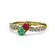 1 - Nicia Ruby and Emerald with Side Diamonds Bypass Ring 
