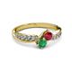 3 - Nicia Ruby and Emerald with Side Diamonds Bypass Ring 