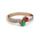 3 - Nicia Ruby and Emerald with Side Diamonds Bypass Ring 