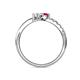 5 - Nicia Ruby and White Sapphire with Side Diamonds Bypass Ring 