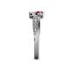 6 - Nicia Ruby and White Sapphire with Side Diamonds Bypass Ring 