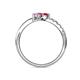 5 - Nicia Ruby and Pink Sapphire with Side Diamonds Bypass Ring 