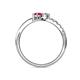 5 - Nicia Diamond and Ruby with Side Diamonds Bypass Ring 