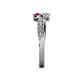 6 - Nicia Diamond and Ruby with Side Diamonds Bypass Ring 