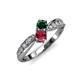 4 - Nicia Emerald and Ruby with Side Diamonds Bypass Ring 