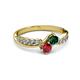 3 - Nicia Emerald and Ruby with Side Diamonds Bypass Ring 
