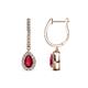 1 - Ilona 1.00 ctw Ruby Pear Shape (5x3 mm) with accented Diamond Halo Dangling Earrings 