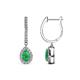1 - Ilona 0.88 ctw Emerald Pear Shape (5x3 mm) with accented Diamond Halo Dangling Earrings 