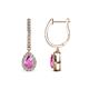 1 - Ilona 1.08 ctw Pink Sapphire Pear Shape (5x3 mm) with accented Diamond Halo Dangling Earrings 