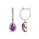 1 - Ilona 1.26 ctw Amethyst Pear Shape (6x4 mm) with accented Diamond Halo Dangling Earrings 