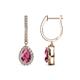 1 - Ilona 1.36 ctw Pink Tourmaline Pear Shape (6x4 mm) with accented Diamond Halo Dangling Earrings 
