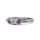 1 - Irina 0.47 ctwLab Grown Diamond With Side Amethyst Three Stone Engagement Ring 