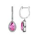 1 - Ilona 2.14 ctw Pink Sapphire Pear Shape (7x5 mm) with accented Diamond Halo Dangling Earrings 