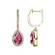 1 - Ilona 1.74 ctw Pink Tourmaline Pear Shape (7x5 mm) with accented Diamond Halo Dangling Earrings 