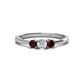 1 - Quyen 0.57 ctw (4.00 mm) Round Red Garnet and Lab Grown Diamond Three Stone Engagement Ring  