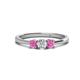 1 - Quyen 0.54 ctw (4.00 mm) Round Pink Sapphire and Lab Grown Diamond Three Stone Engagement Ring  