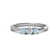 1 - Quyen 0.49 ctw (4.00 mm) Round Aquamarine and Lab Grown Diamond Three Stone Engagement Ring  