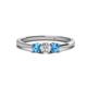 1 - Quyen 0.53 ctw (4.00 mm) Round Blue Topaz and Lab Grown Diamond Three Stone Engagement Ring  