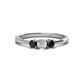 1 - Quyen 0.55 ctw (4.00 mm) Round Black Diamond and Lab Grown Diamond Three Stone Engagement Ring  