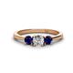 1 - Quyen 1.26 ctw (5.00 mm) Round Lab Grown Diamond and Blue Sapphire Three Stone Engagement Ring 