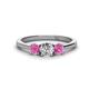 1 - Quyen 1.03 ctw (5.00 mm) Round Lab Grown Diamond and Pink Sapphire Three Stone Engagement Ring 