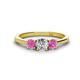 1 - Quyen 1.03 ctw (5.00 mm) Round Lab Grown Diamond and Pink Sapphire Three Stone Engagement Ring 