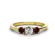 1 - Quyen 1.14 ctw (5.00 mm) Round Lab Grown Diamond and Red Garnet Three Stone Engagement Ring 