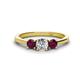 1 - Quyen 1.13 ctw (5.00 mm) Round Lab Grown Diamond and Rhodolite Garnet Three Stone Engagement Ring 