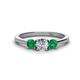1 - Quyen 1.00 ctw (5.00 mm) Round Lab Grown Diamond and Emerald Three Stone Engagement Ring 