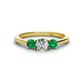 1 - Quyen 1.00 ctw (5.00 mm) Round Lab Grown Diamond and Emerald Three Stone Engagement Ring 