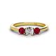 1 - Quyen 1.03 ctw (5.00 mm) Round Lab Grown Diamond and Ruby Three Stone Engagement Ring 