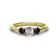 1 - Quyen 1.04 ctw (5.00 mm) Round Lab Grown Diamond and Black Diamond Three Stone Engagement Ring 