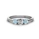 1 - Quyen 0.90 ctw (5.00 mm) Round Lab Grown Diamond and Aquamarine Three Stone Engagement Ring 