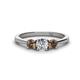 1 - Quyen 0.98 ctw (5.00 mm) Round Lab Grown Diamond and Smoky Quartz Three Stone Engagement Ring 