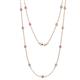 1 - Lien (13 Stn/3.4mm) Pink Sapphire and Diamond on Cable Necklace 