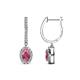 1 - Ilona Oval Cut Pink Tourmaline and Diamond Halo Dangling Earrings 
