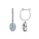 1 - Ilona Oval Cut Aquamarine and Diamond Halo Dangling Earrings 