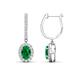 1 - Ilona Oval Cut Emerald and Diamond Halo Dangling Earrings 