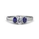 1 - Orana 7x5 mm Oval Cut Diamond and Blue Sapphire 1.52 ctw Trellis Three Stone Engagement Ring 