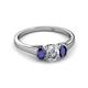 2 - Orana 7x5 mm Oval Cut Diamond and Blue Sapphire 1.52 ctw Trellis Three Stone Engagement Ring 