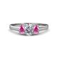 1 - Orana 7x5 mm Oval Cut Diamond and Pink Sapphire 1.52 ctw Trellis Three Stone Engagement Ring 