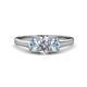 1 - Orana 7x5 mm Oval Cut Diamond and Aquamarine 1.45 ctw Trellis Three Stone Engagement Ring 