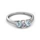 2 - Orana 7x5 mm Oval Cut Diamond and Aquamarine 1.45 ctw Trellis Three Stone Engagement Ring 