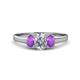 1 - Orana 7x5 mm Oval Cut Diamond and Amethyst 1.45 ctw Trellis Three Stone Engagement Ring 