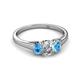 2 - Orana 7x5 mm Oval Cut Diamond and Blue Topaz 1.50 ctw Trellis Three Stone Engagement Ring 