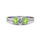1 - Orana 7x5 mm Oval Cut Diamond and Peridot 1.50 ctw Trellis Three Stone Engagement Ring 
