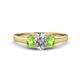 1 - Orana 7x5 mm Oval Cut Diamond and Peridot 1.50 ctw Trellis Three Stone Engagement Ring 