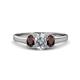 1 - Orana 7x5 mm Oval Cut Diamond and Red Garnet 1.52 ctw Trellis Three Stone Engagement Ring 