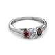 2 - Orana 7x5 mm Oval Cut Diamond and Red Garnet 1.52 ctw Trellis Three Stone Engagement Ring 