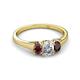 2 - Orana 7x5 mm Oval Cut Diamond and Red Garnet 1.52 ctw Trellis Three Stone Engagement Ring 